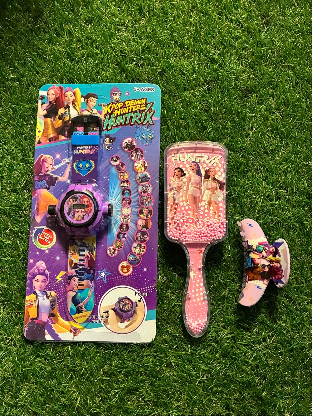 Purple Kpop Watch & Pink Kpop Brush Bundle